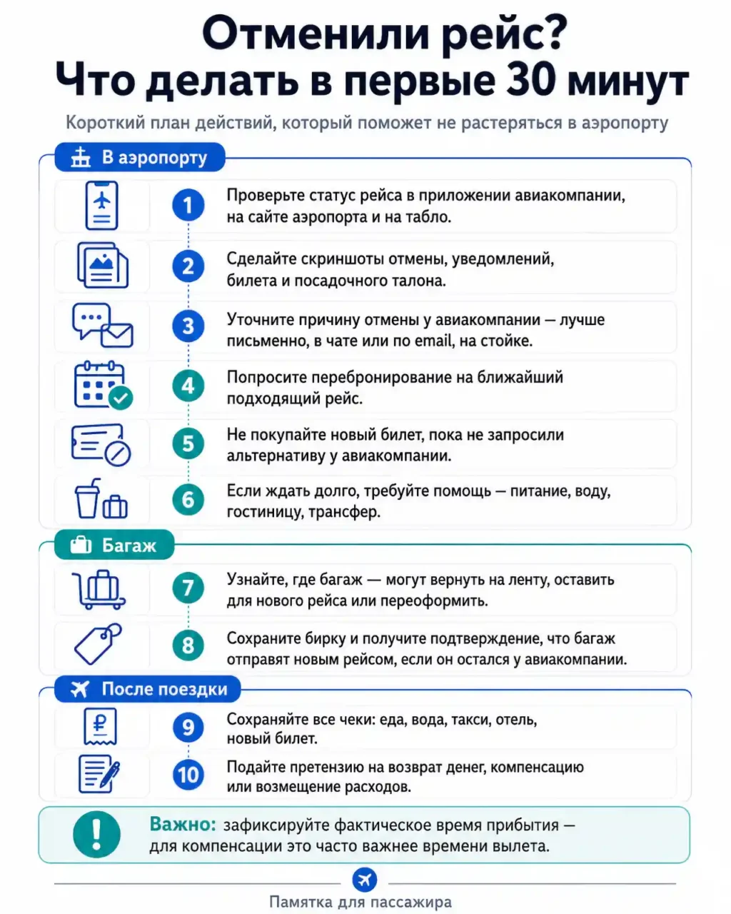 Отменили авиарейс: что делать в первые 30 минут - памятка